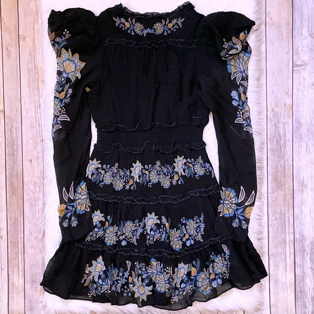 Farm Rio Garden Stitched Long Sleeve Button Front Mini Dress - Picture 4 of 12